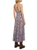 Pbong  Bohemian Romantic Purple Floral Cami Maxi Dresses Female Corset Top Backless Draped Flowy Skirt for Beach Weddings