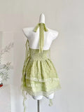 Pbong  Korean Sweet Harajuku Fashion Dress Women Slim Fit Halter Neck Sleeveless Mini Dress Summer Vintage Y2K Beach Elegant Outfit