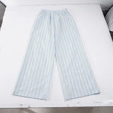 New Summer Euramerican Stretch Waist Loose Women Pants Y2k Beach Style Constrast Color Striped Trousers Lazy Harajuku Punk Pant