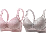 Pbong  2PCS High Quality Gathering Anti Sagging Women's Anti Glare Underwear Comfortable Seamless Plus Size Simple Natural Women's Bra