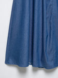 Casual Fashionable Backless Denim Dress Women's Spring New Style Hollow out Design Comfortable Leisure Polyester Long A- Line...