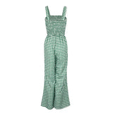 Summer New Women's Jumpsuits Streetwear Fashion Tank Sleeve Plaid Print Casual Slim Rompers Sexy Lady Backless Knitted Clothing
