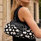 Pbong  Polka Dot Purse Casual Commuter Bag Pleated Shoulder Bag with Buckle & Handle Tote Bag for Women Travel Shopping Casual Travel