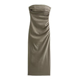 Dress Summer Women New Chic Ruched Elegant Tube Top Tight Holiday Dress Fashion Street Casual Comfortable Young Women Dress