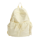 Pbong  Lightweight Lavvender Nylon Backpack For Women Cute Drawstring Daypack With Multiple Pockets Pastel Purple Soft Puff School Bag