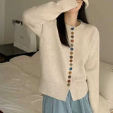 Multicolor Button Knit Sweater Cardigan Women Long Sleeve Button-Up Sweater Jacket Teen-girl Autumn Winter Korean Fashion Outfit