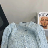 Women Knitted Cardigan Sweater Jacket Fashion Spring Autumn 2024 New Versatile Leisure Thin Style Hollowing Out Ladies Top Coat