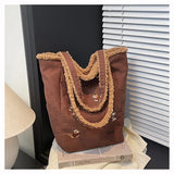 Pbong  Korean Style Plush Commuter Tote Bag Women's Retro Versatile Single Shoulder Bag Small Design Crossbody Bag for Autumn Winter