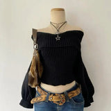 Black Pink sweater White Swan pattern New slim-fit Retro slim-fit narrow neck knit sweater jacket Fashion women's winter sweater