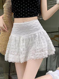 Pbong  Sweet Cute White Skirt Women High Waist Preppy Style Sexy Mini A Line Skirts Summer Chic Korean Casual Lady Elegant Dance Skirt