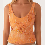 Boho Beaded Embellished Tank Tops Sequin Sparkly Shiny Sleeveless Shirt Vest Women Summer Vacation Y2K Sexy Crop Tops Going Out