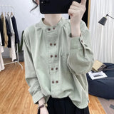 New Spring Autumn Women's Blouse 2025 Stand Up Collar Versatile Ladies  Shirt Fashion Double Breasted Buttons Leisure Lady Top