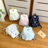 Women Small Nylon Cartoon Print Drawstring Backpack Casual Cute Flap Daypack for School & Daily Use New Trend Backpacks