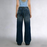 Pbong  y2k Denim Pants Women Vintage Clothes Gradient High Waist Loose Water Washed Straight Leg Jeans with Pockets Streetwear