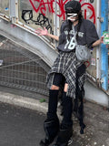 Vintage Fashion Women's Irregular Plaid Ribbon Design Skirts Summer Trendy High Waist A-line Mini Skirt Female