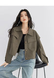 Streetwear Y2K Cargo Jacket Women Vintage Casual Long Sleeve Fall Short Coat Harajuku American Retro Pockets Bf Outwear Top