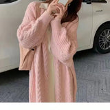 Women Loose Warm Long Cardigan Coat Solid Long Sleeve Knit Thicken Sweater Coat Women Autumn Winter Streetwear Outerwear