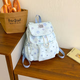 Women Small Nylon Cartoon Print Drawstring Backpack Casual Cute Flap Daypack for School & Daily Use New Trend Backpacks