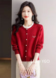 Autumn/Winter 2025 Korean Version Fashion Women's Knitting Cardigan Sweater Design Sense Versatile Femme Bottoming Tops
