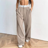 Pbong  Loose Wide Leg Suit Pants New Style Comfortable Fit Long Trousers for Women Elegant Fashionable AE Stock Origin China