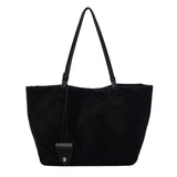 Pbong  Women Flannel Large Capacity Shoulder Bag Winter Retro Soft Tote Bag Luxury Designer New Trend Female Handbags
