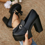 Pbong  Fashion Tassel Metal Decor Super High Heels Shoes for Women New Slip On Chunky Platform Pumps Woman Gold Silver Party Shoes