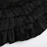 Black Strapless Bow Ruffles Tiered Dress