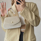 Vintage Small Square Shoulder Bag for Women Pearl Chain Ladies Tote Handbags Evening Clutch Purse Fashion Female Crossbody Bags