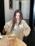 Sweet Bow Korean Jacket Women Fall Preppy Style Cute Long Sleeve Coat Vintage Casual O Neck Loose Female Pockets Tops New