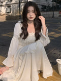 Fashion New Women Elegant and Chic Party Dress Long Sleeve French Style Casual Vintage Dresses Female Birthday Clothes