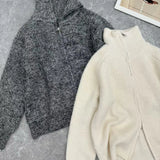 Women Zip Up Sweater High Neck Zipper Front Knit Cardigan Sweater Jacket Ladies Autumn Winter Korean Fashion Outfit