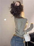 Sexy American High End Zipper Sweaters Patchwork Color Y2k Aesthetic Punk Harajuku Girl Coats Slim Fit Vintage Gothic Clothing