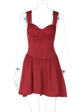 Red Backless Sexy Mini Dress Women Summer New Sleeveless Backless High Waist A-line Club Party Elegant Dress