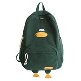 Pbong  Cute Duck Face Corduroy Large Capacity Backpack with 3D Duck Feet Design Lightweight Casual Daypack for Students Teens Travel