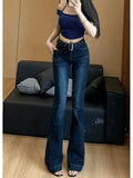 Pbong   Low Waist Retro American Denim Jeans Women's Spring Autumn New Style Slimming Wide Leg Pants Casual Fashion Girls
