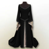 Pbong  Christmas Theme Embroidered Slim Fit Long Sleeve round Neck Dress Knee Length Women's Dress Full Sleeve Regular Type Empire Wais