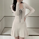Sweet Square Neck Knitted A-Line Knit Dress