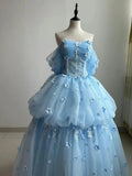 High Quality Blue One Shoulder Bridal Wedding Dress and Evening Dress Fashionable Slimming Banquet President's Puff Skirt