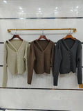 Cut Out Cardigan for Women Soft Knit Long Sleeve Button Down Rib-Knit Sweater Jacket Teen-girl Autumn Winter Y2K Outfit