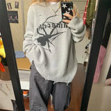 High End Fashion Popular All Match Vintage American Sweaters Y2k Aesthetic Print Harajuku Punk Women Loose Pullovers Knitted Tee