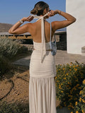 Women V neck Vest Skirts Set Slim Sexy Halter Tanks Top  Mesh Splice Slit Long Skirt Solid Casual Two Piece Set Female