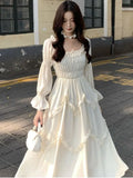 Fashion New Women Elegant and Chic Party Dress Long Sleeve French Style Casual Vintage Dresses Female Birthday Clothes