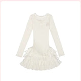 Fall Winter Women Shoujo Girl Ballet Core Long Sleeve Dress Korean Mini Frocks Party One-Piece 2000s Aesthetic Gyaru Coquette