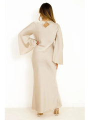 Women Elegant Solid Satin Maxi Dress Fashion Flare Sleeves High Waist Long Prom Robes New Ladies Chic High Street Vestidos