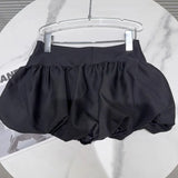 Pbong  Summer Bubble Mini Skirt for Women Korean Fashion High Waist Puffy Short Skirts Woman Patchwork Pleated Cute Balloon Skirt