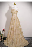 Pbong  Champagne Gold Evening Gown Women's New High-End Luxury Small Audience Banquet Elegance Hostess Tube Top Drinking Dress