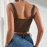 Pbong  High Street Euramerican Sexy Loow Bust Camisole Y2k Exquisite Spliced Lace Punk Leopard Print Women Clothes Striped Tank Tops