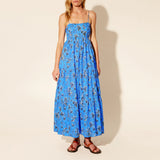 Pbong  Women Boho Graphic Print Maxi Dress Spaghetti Strap Flowy Floral Dress Summer Casual A-line Cami Dress Beach Wear