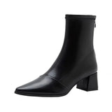 Ankle Boots for Women's Thick Heel Spring Summer Autumn Single Boots New Pointed High Heels  Shoes Mid-heel Fashion