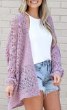 long crochet cardigan Women Cardigan Open stitch Sweater Hollow out Long Sleeve cardigan for women autumn solid outwear clothes